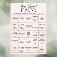 a pink and green watercolor background with the words baby shower bingo