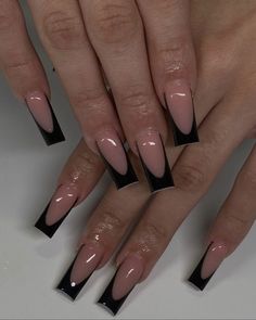 Grad Nails, Black French Nails, Junk Nails, Lilac Nails, Acrylic Nail Powder, Girly Acrylic Nails, Classic Nails, Short Square Acrylic Nails, Long Acrylic