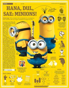 the minions movie poster is shown in yellow and blue, with an image of two minion