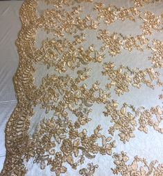 "Welcome to our family owned shop! 🌸 Our vintage gold embroidered lace is truly a stunning piece. You can use this elegant lace for so many different types of fun projects + events such as weddings, baby showers, bridal parties, holiday parties, home decor & much, much more! Please choose yardage from the drop down menu. Listing price is for ONE YARD ONLY - Please choose more yardage from quantity drop down menu. If you order 5 yards for example, it will come as one long continuous piece. I Gold Embroidered Lace Fabric For Wedding, Wedding Lace Fabric With Gold Embroidery, Gold Embroidered Dupatta For Wedding, Gold Floral Embroidered Fabric For Ceremony, Luxury Gold Fabric With Intricate Embroidery For Ceremonies, Elegant Gold Lace With Floral Embroidery, Gold Embroidered Fabric For Festive Ceremony, Gold Embroidered Fabric For Ceremony And Festive Occasions, Festive Gold Embroidered Fabric For Ceremony