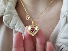 Dainty Ruby Heart necklace for women, custom delicate Gold Heart Necklaces, Love Necklace, Everyday Necklace, Friendship, Bridesmaid Gift❤ If you want to add additional pendant, please check out this together.https://www.etsy.com/listing/871113780/additional-pendant?ga_search_query=additional&ref=shop_items_search_1&frs=1❤ 17.75" long chain But if you want shorter or longer chain, Just leave a note about this when you check out.     I will make that size.………………………………….❤ T H E ∙ O R A C L Heart Pendant Necklace For Wedding On Valentine's Day, Clavicle Chain Charm Necklaces For Wedding And Valentine's Day, Heart-shaped Pendant Necklace For Wedding And Valentine's Day, Elegant Heart Necklace For Valentine's Day Wedding Gift, Heart Pendant Charm Necklace With Clavicle Chain For Wedding, Heart Pendant Clavicle Chain Charm Necklace For Wedding, Elegant Heart Charm Necklace For Wedding Gift, Adjustable Chain Necklace For Wedding On Valentine's Day, Valentine's Day Wedding Necklace With Adjustable Chain