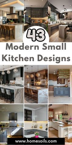 modern small kitchen designs are featured in this advertisement for the home and garden showroom