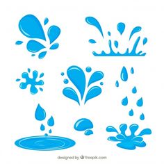 blue water drops and splashes