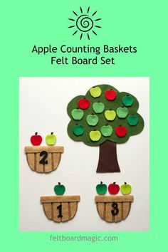 an apple counting basket felt board set