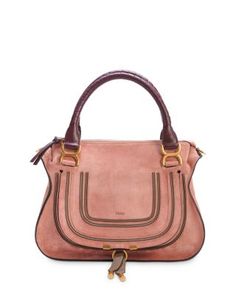 Chloe Marcie Medium Satchel Leather Handle Saddle Satchel, Sac Marcie Chloe, Chloe Marcie Satchel Medium, Luxury Crossbody Satchel With Gold-tone Hardware, Chloe Marcie Medium, Canyon Rose, Black Crossbody Bag Chloe, Leather Satchel Handbags, Chloe Marcie