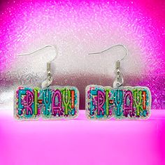 Add some Friday fun to your outfit with these Fri-Yay Earrings! These earrings are the perfect way to add a pop of color to any Friday look. With their unique design, these earrings are sure to stand out and make a statement. * Stainless Steel Ear Wires * Lightweight Acrylic Charms  The charms are 3/4 an inch long. The total earring drop length is 1 3/4 inches. If you order two or more items use the promo code twocool to get $2 off your order! Free Standard Shipping! Fri Yay, Friday Fun, Acrylic Charms, Last Minute Gifts, Ear Wires, Jewelry Earrings Dangle, Etsy Earrings, Color Pop, Dangle Drop Earrings