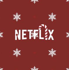 a red background with white snowflakes and the word netflix on it's side