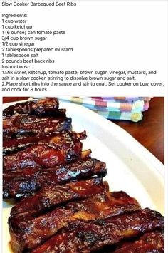 the recipe for barbecue ribs on a plate