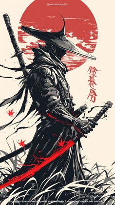 Samurai Spirit Modern Samurai Character, Black Samurai Art, Samurai Character Art, Japan Samurai Art, Wolf Samurai, Undead Samurai, Japanese Samurai Art, Samurai Painting, Japanese Ronin