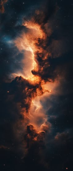 the sky is filled with stars and clouds in this artistic photo, it looks like something from outer space