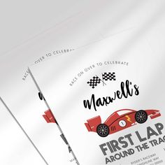 the first lap around the track booklets are printed on white paper with black lettering