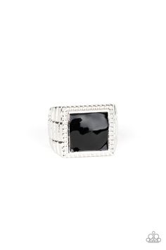 Paparazzi The Titan Black Men's Ring Pink Jewels, Black Ring, Textured Ring, Paparazzi Accessories, Bling Rings, Affordable Jewelry, Paparazzi Jewelry, Black Square, Bold Black