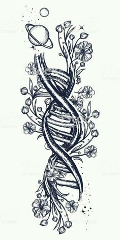 an artistic tattoo design with swirls and flowers on white background stock photo, images and royalty