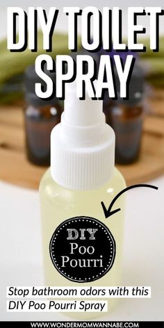 a bottle of diy toilet spray sitting on top of a table