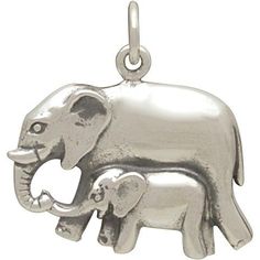 Sterling Silver Mama and Baby Elephant Pendant - Poppies Beads n' More Mom And Baby Elephant, Palm Tree Necklace, Symbol Of Wisdom, Family Jewelry, Mama And Baby, Elephant Pendant Necklace, Watering Hole, Elephant Jewelry, Expecting Mom Gifts