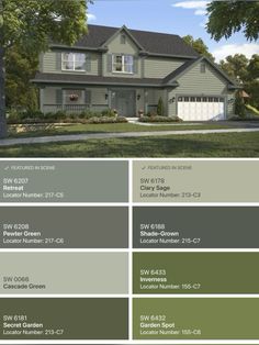 the exterior color scheme for this house is green and has two different shades of gray