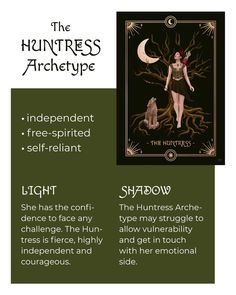 The Huntress Archetype is independent, free-spirited and self-reliant. The illustration by Anna Heimkreiter shows a strong woman walking through the woods in hunting attire, accompanied by a howling wolf under the moon. Part of an illustration series on the 7 Feminine Archetypes. The 7 Feminine Archetypes, Lover Feminine Archetype Style, Huntress Archetype Outfits, 7 Feminine Archetypes Quiz, Feminine Archetypes Huntress, The Huntress Archetype Style, The Huntress Feminine Archetype, Huntress Archetype Fashion, Bohemian Archetype Aesthetic