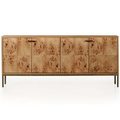 the sideboard is made out of wood and has four doors on each side, with metal handles