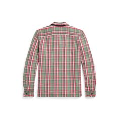 Camp shirt with 1950s-inspired details. Made with yarn-dyed plaid cotton twill. Heavily washed for a timeworn look and a soft texture. Classic Collared Yarn-dyed Shirt, Classic Yarn-dyed Collared Shirt, Classic Plaid Tops For Casual Gatherings, Classic Yarn-dyed Collared Top, Plaid Cotton Flannel Shirt With Placket, Plaid Yarn-dyed Cotton Tops, Ralph Lauren Plaid Button-up Top, Ralph Lauren Plaid Button-up Shirt, Ralph Lauren Plaid Collared Tops