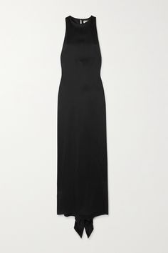 Few brands can make all-black pieces as enchanting as SAINT LAURENT. This maxi dress is made from satin-crepe that lightly skims the figure. It has a high neckline at the front and an open, T-Bar back, complete with a draped train. Build Wardrobe, Maxi Shirts, Maxi Shirt Dress, Vintage Maxi Dress, Satin Maxi, Maxi Dress Evening, Quiet Luxury, Satin Maxi Dress, Maxi Knit Dress