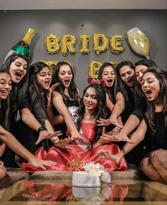 Poses For Bride To Be, Bachelorette Party Ideas Indian, Bachelor's Party Decorations, Bride To Be Pics Photo Ideas, Bride To Be Poses For Bride With Friends, Bachelorette Party Photo Ideas, Bachelorette Party Poses