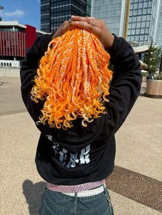 IG:Lovre_anna Neon Orange Braids, Blonde And Orange Braids, Orange Braids Black Women, Orange And Blonde Braids, Ginger And Blonde Braids, Colorful Box Braids, Orange Braids, Colorful Braids, Yarn Braids