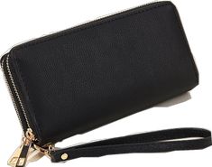 Black Wristlet With Card Slots For Gift, Cute Rectangular Wallet With Zipper Closure, Elegant Pink Rectangular Wallet On Chain, Business Wallets With Zipper Closure, Rectangular Shape, College Work, Leather Wallet With Chain, Rectangular, Luxury Leather Wallet On Chain, Rectangular, Checkbook Cover, Money Cash