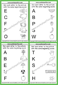 worksheet for beginning and ending sounds with pictures to help students learn the letters