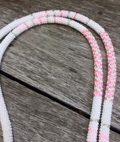 Beaded pink & white lanyard safety lanyard breakaway | Etsy Seed Bead Lanyard, White Lanyard, Bead Lanyard, Keychain Beaded, Beaded Items, Cruise Essentials, Beaded Lanyard, Ring Making, Beaded Lanyards