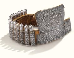 A Silver Repousse Ceremonial Belt, Tunis, 1856 (Osmanlı Dönemi Tunus Gümüş Tören Kemeri, 1856) Empire Ottoman, Historical Objects, Ottoman Empire, Silver Dress, Ethnic Jewelry, Archaeology, Hair Pins, Cuff Bracelets, Ottoman