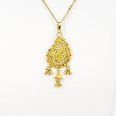 "Please click -- Learn more about this item -- below for a full description 22K Solid Yellow Gold Pendant Dangler Genuine Hallmarked Intricate Craftsmanship Specifications (Chain is NOT included) - Brand: \"GoldShine - Treasure For Generations\" - Size: Height with loop 1.74\" (4.4cm), max width 0.69\" (1.75cm) - Loop inside: About 4.8mm   - Gender: Female - Metal: Genuine 22K yellow gold (100% guaranteed) - Hallmark: 916 (91.6% gold) - Weight: 4.06 gm Approx. (Pendant only, *Chain is NOT includ Yellow Gold Pendants, Stunning Jewellery, Solid Yellow, Jewelry Bags, Gold Pendant, Hallmark, Gender Female, Jewelry Necklace Pendant, Gold Jewelry