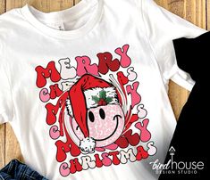 merry hapy face cute Groovy Shirt, Cute Christmas Graphic Tee, pajamas, pjs t-shirt for party Fun Christmas T-shirt With Graphic Print, Funny Graphic Print T-shirt For Holidays, Fun Holiday T-shirt With Graphic Print, Fun Graphic Print T-shirt For Holiday, Fun Christmas Holiday T-shirt, Fun Holiday Graphic Print T-shirt, Fun Letter Print T-shirt For Holiday, Happy Face Shirt, Custom Graphic Tees