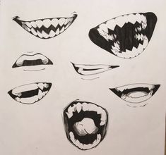 four different types of mouth shapes drawn on paper