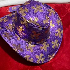 Brand New With Tag Purple Hat For Mardi Gras At Universal Or For Fun! Purple Hat, Purple Hats, Cowboy Hat, Mardi Gras, Color Purple, Cowboy Hats, Cowboy, Womens Sizes, Women Accessories