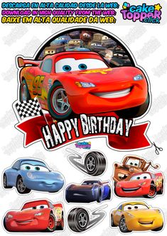 Cars Cake Topper Printable – Lightning McQueen Designs. Cars Cake Topper Printable, Baby Mickey Cake, Cars Cake Topper, Lightning Mcqueen Cake, Mcqueen Cake, Car Cake Toppers, Cars Cake