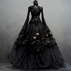 Wedding Dresses Victorian, Queen Outfits Royal, Black And Green Wedding, Vampire Gown, Dresses Victorian, Green Wedding Dress, Gothic Gowns, Black Gowns