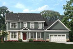 this is an artist's rendering of these two - story house plans for the new england style home