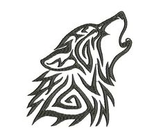 a wolf's head is shown in black and white