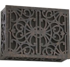 an intricately designed metal box is shown on a white background