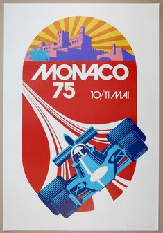 an old poster advertising monaco 75 years of the formula grand prix de france in 1971