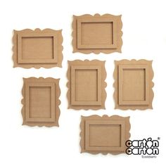 four cardboard frames with scalloped edges are arranged in the shape of square shapes