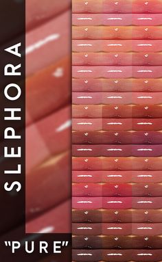 several rows of different shades of pink and orange with the words sleephora on them