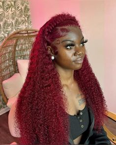 Burgundy Hair Wig Styles, Burgundy Hair Deep Wave, Red Curly Wig Hairstyles, Cute Curly Wig Hairstyles For Black Women, Burgundy Curly Wig Hairstyles, Curly Weave Styles For Black Women, Cute Red Wig Hairstyles, Burgundy Curly Wig Black Women, 99j Deep Wave Wig Styles