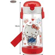 a hello kitty water bottle with a red lid