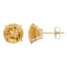 Beautify any ensemble with these scintillating 10k gold citrine earrings. Diameter: 8 mm Backings: post Metal: 10k gold FABRIC & CARE Stone type: genuine citrine Cut: round Setting: prong  Size: One Size. Color: Orange. Gender: female. Age Group: adult. Yellow Gold Topaz Earrings, Round Shape, Formal Round Citrine Earrings, Yellow Citrine Earrings With Prong Setting, Classic Yellow Citrine Earrings, White Gold Stud Earrings, Vintage Style Outfits Retro, Post Metal, White Gold Earrings Studs, White Gold Studs