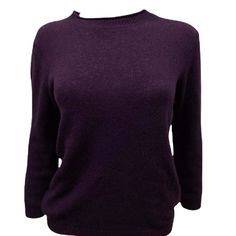 Crew Neckline. Bracelet 7/8 Sleeves. Fitted. Straight Hem. Pullover Style. Cashmere/Cotton. 50/50 Made In Italy. Purple Fits, Cashmere Sweaters, Colorful Sweaters, Pullover Styling, The Row, Scoop Neck, Cashmere, Sweaters For Women, Purple