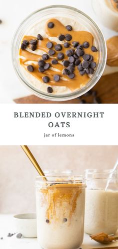 Two images of blended overnight oats. Sweet Meal Prep, Blended Overnight Oats, Blended Oats, High Protein Recipe, Best Overnight Oats Recipe, Oat Recipes Healthy, Protein Recipe, Overnight Oats Recipe Healthy, Oat Smoothie