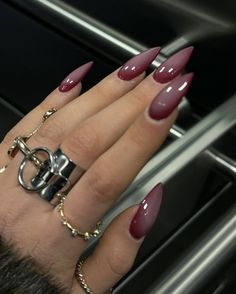 Blue Stiletto Nails, Maroon Nails, Colored Acrylic Nails, Work Nails, Dipped Nails, Fire Nails, Types Of Nails, Nails Inspo, Best Acrylic Nails