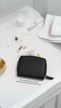 A stylish Wellness Wallet used to keep medications organized and ensure consistency in taking pills, promoting a healthier and more mindful lifestyle. Taking Care Of Yourself, Medication Management, Stay Consistent, Consistency Is Key, Stay On Track