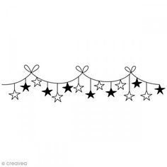 black and white drawing of stars hanging from a line on the wall, with one star in the middle